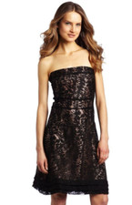 Dept Edgy Glamour Burnout Illusion Lace Strapless Dress L