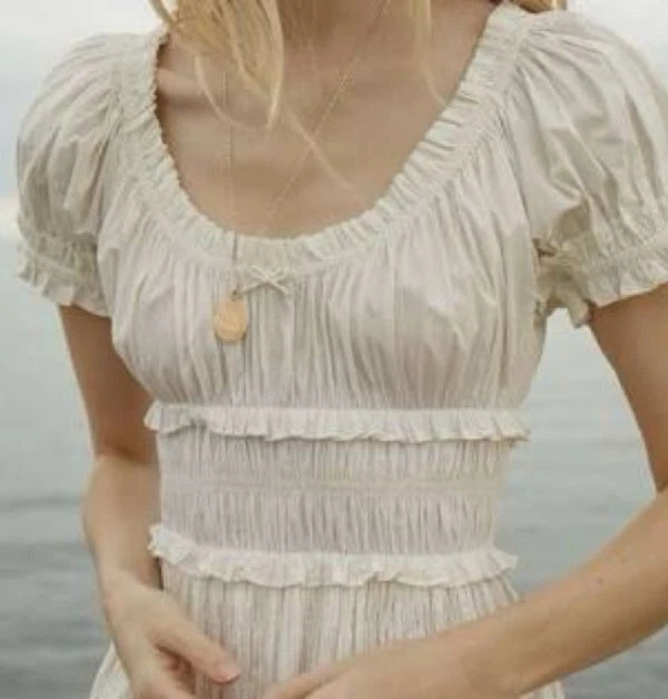 DOEN Medium Leanne Dress Salt White Puff Sleeve Midi Cotton NWT - Image 3 of 4