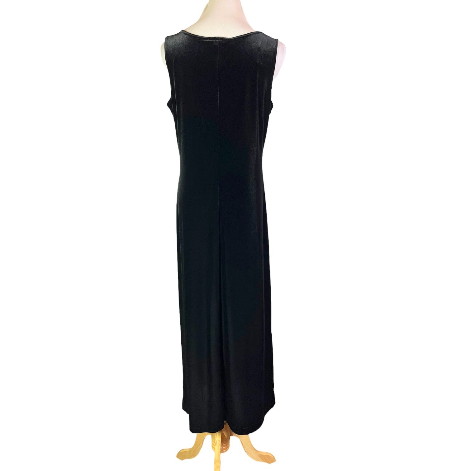 Studio I Size 8 Stretchy Velvet Tank Dress Sleeveless Pullover Black