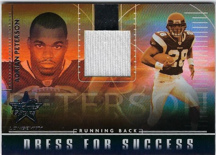 2007 DRESS FOR SUCCESS RC #63/100 ADRIAN PETERSON JERSEY MINT LEAF ROOKIES STARS