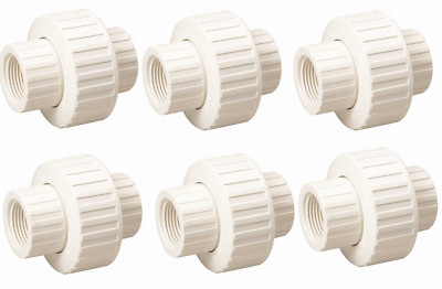 Lot Of 6 1/2'' PVC White Union 164-133HC Threaded Union Schedule 40 & 80 150PSI