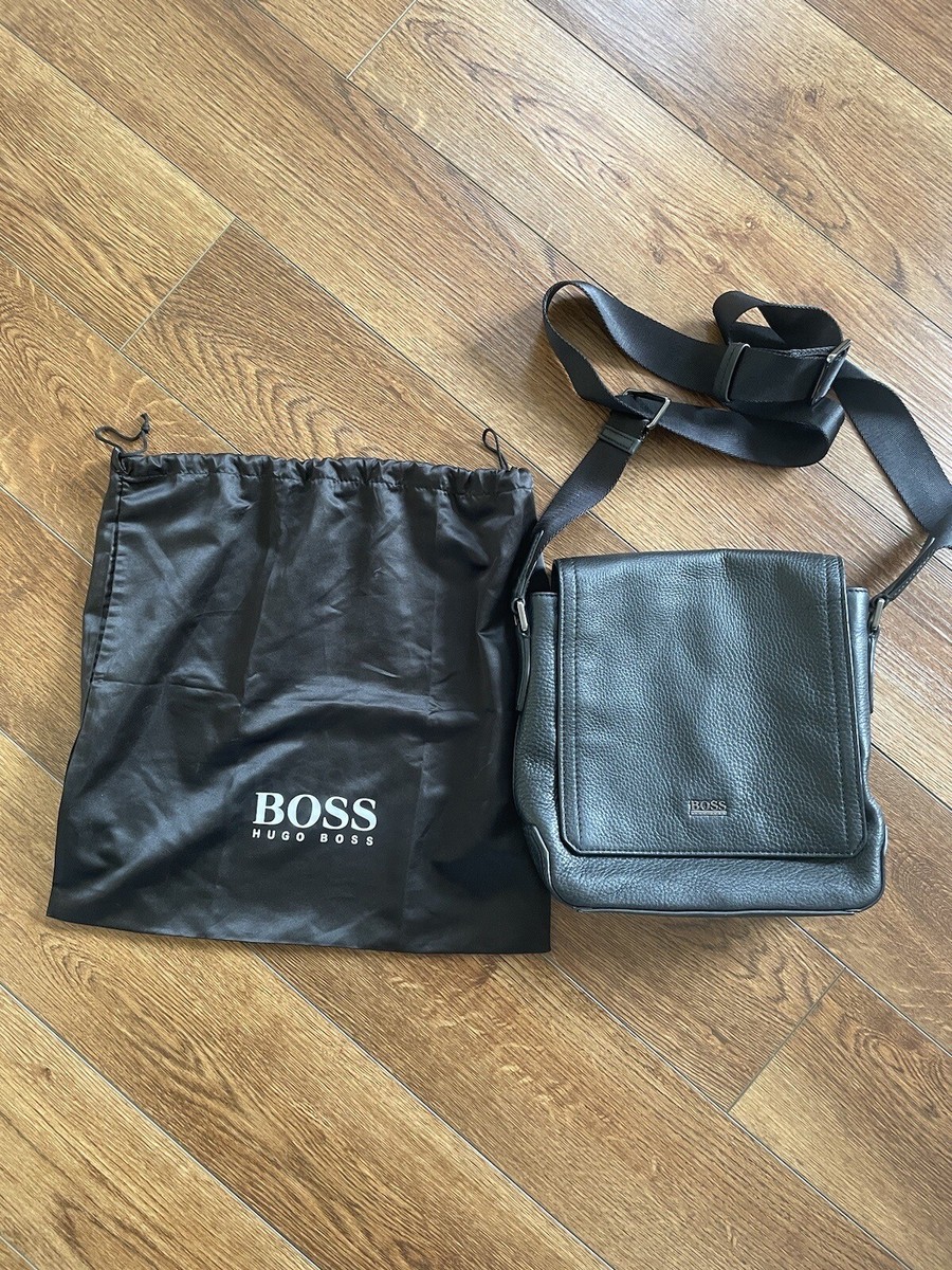 HUGO BOSS Black Leather Men's Messenger Cross Body Bag. Only HUGO BOSS Black Leather Men's Messenger Cross Body Bag. Only