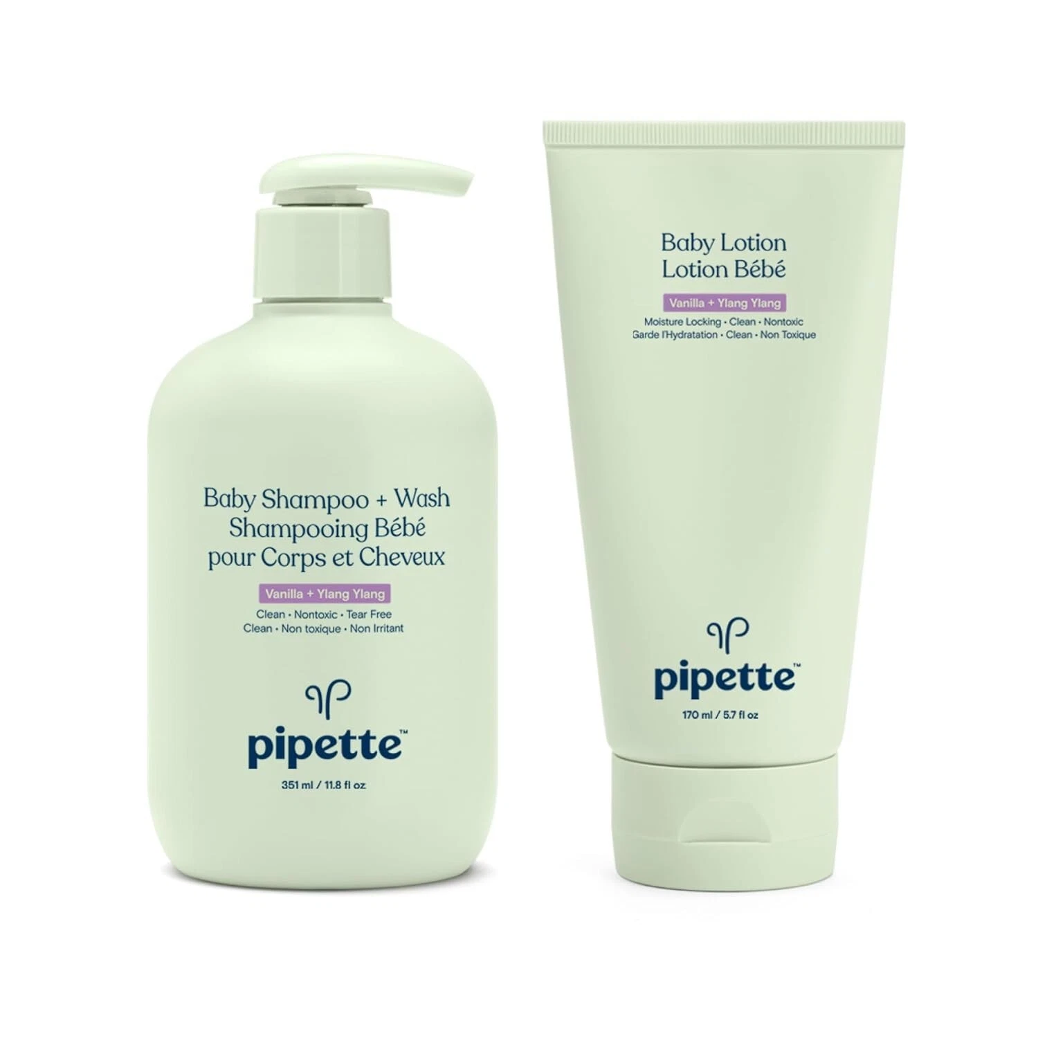 Pipette Vanilla + Ylang Ylang Baby Shampoo + Wash and Baby Lotion Duo Non Toxic
Opens in a new windo