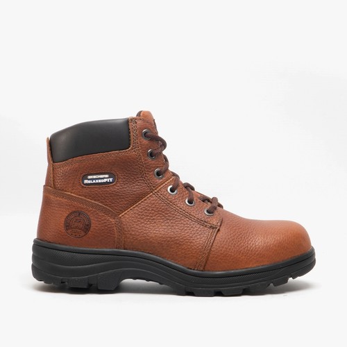 Skechers Work RELAXED FIT WORKSHIRE Mens Leather Memory Foam Safety Boots Brown - 第 1/4 張圖片