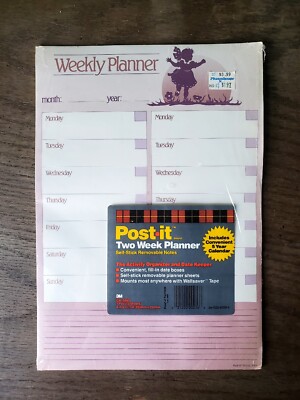 VTG 3M Post-It Two Week Planner Self-Stick and Removable 12 Sheets NOS