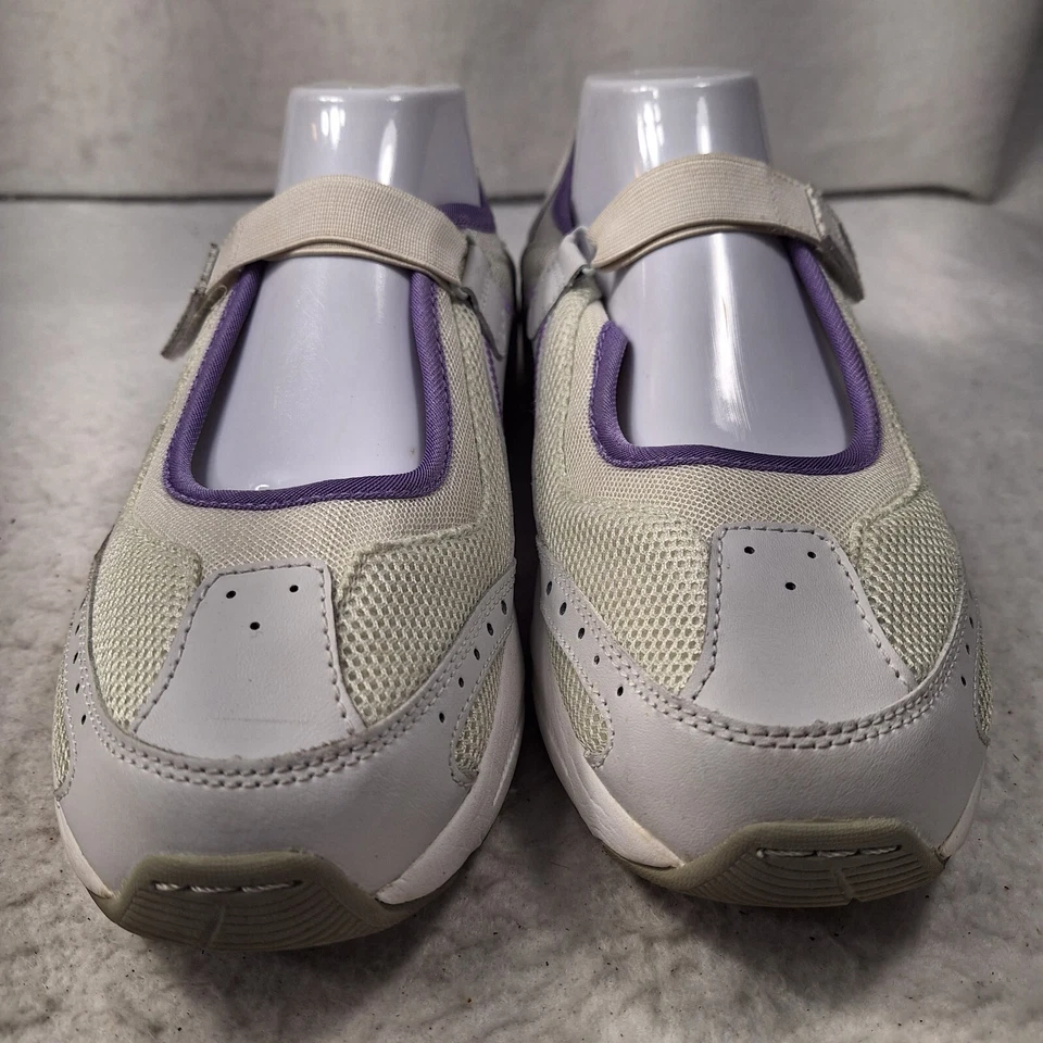 Tênis Cheeks Tony Little Feminino 11 M Branco Roxo Mary Jane Alça Ajustável - Imagem 2 de 4