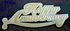 Gold "HAPPY ANNIVERSARY" Cake Topper Cupcake Dessert Decor Supplies