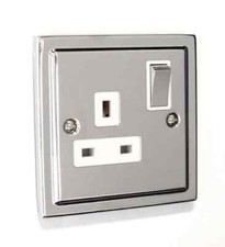 Art Deco Regency Polished Chrome Stepped Edge Sockets and Switches - Victorian