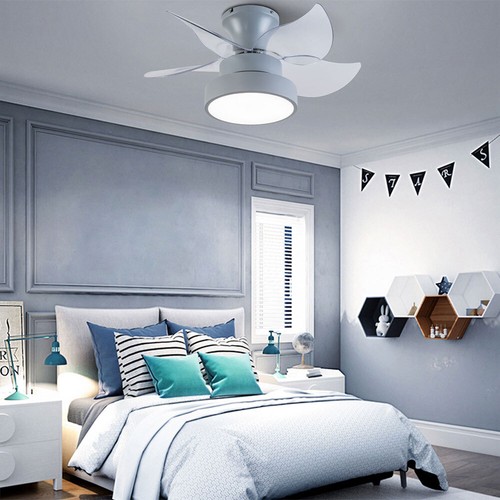 Grey Modern Fan Lights Ceiling Mount LED Ceiling Light Kit With Remote Control