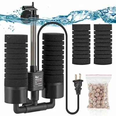 AQQA Aquarium Electric Power Sponge Filter,3W/5W Silence Assorted Sizes