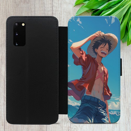 ONE PIECE LUFFY FLIP CASE FOR IPHONE SAMSUNG HUAWEI MANGA WALLET PHONE COVER - Picture 25 of 36