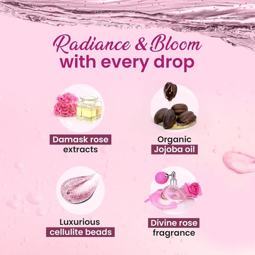 Gel doccia Gulabari - olio di rosa damascata e jojoba - 250 ml, 100% lavaggio corpo senza sapone - Foto 3 di 7