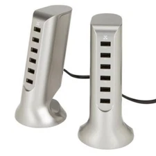 Atomi Charge Tower Pro 40W 6-Port USB Desktop Charger Brand New - 2 Pack