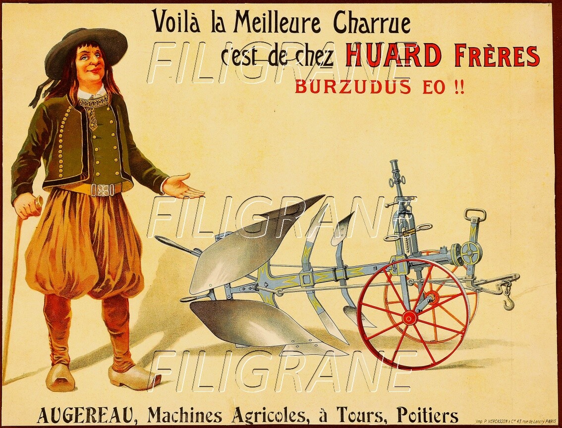 Poster Vintage Charrues Huard – Affiche 40x60 Cm – Reproduction Neuve