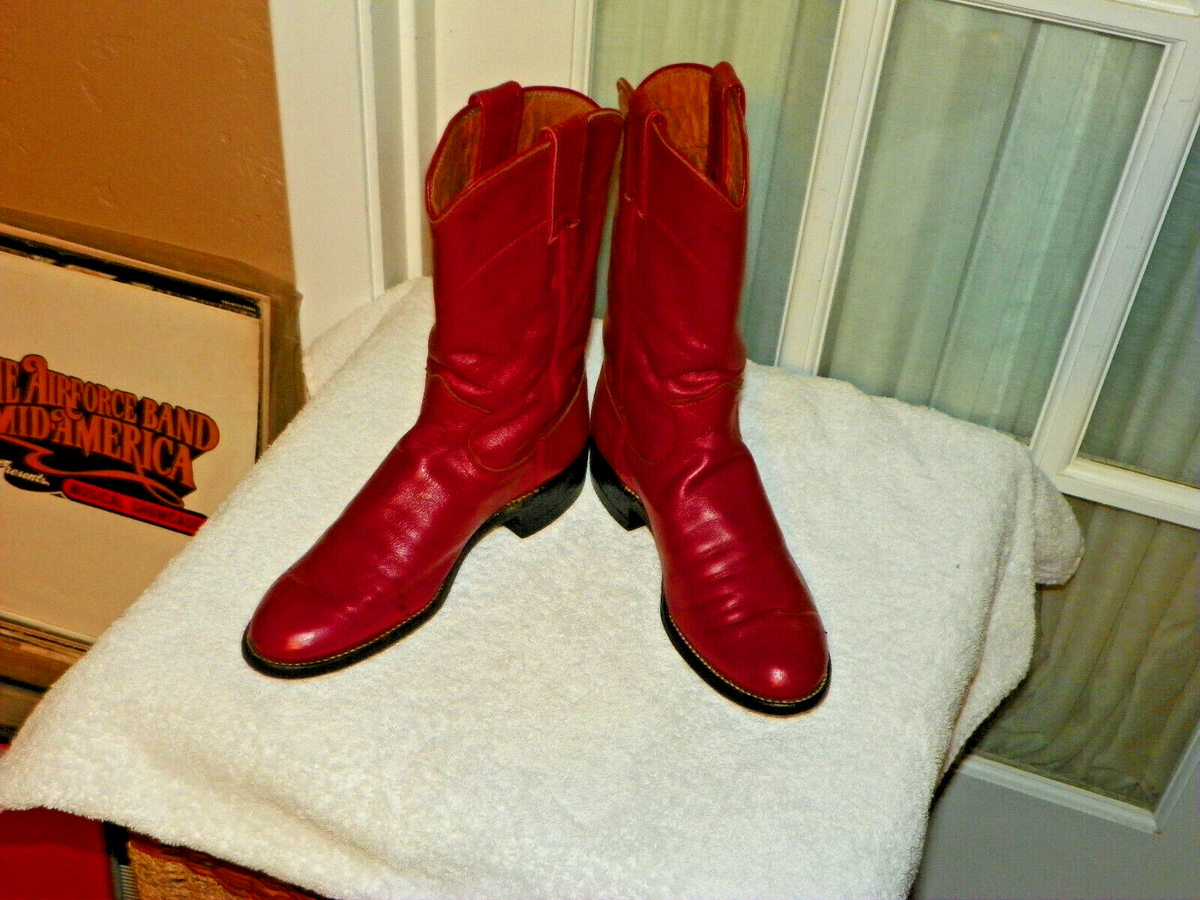 Justin Boots L3055 Red Leather Pull On Western Roper Boot Women's