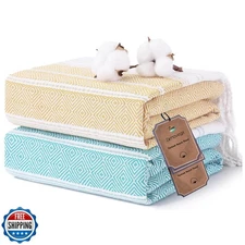 Genovega 2 Packs Turkish Beach Towels Vacation Essentials Quick Dry Sand Free