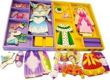 MELISSA DOUG Lot of 2 PRINCESS ELISE PETAL FAIRY MAGNETIC DRESS UP, Complete