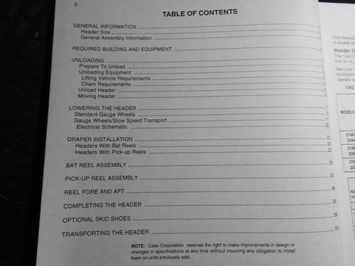 Étui IH 1042 Draper Header 30' 35' Installation Manuel Bat Ou Capteur Reel Minty - Photo 2 sur 4
