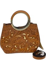 Patricia Nash Vintage Leather Aria Small Shopper with Crossbody Gold