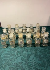Lot of 17 VTG John Wagner & Sons Glass Spice Apothecary Jars  3.25" H