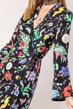 RARE! RIXO Cindy Porcelain Oriental Koi Silky Wrap Midi Dress UK 14/ L RRP £315