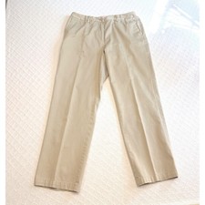 Lands End Women Khaki Chino Pants Straight Leg Tan Stretch 8P Petite