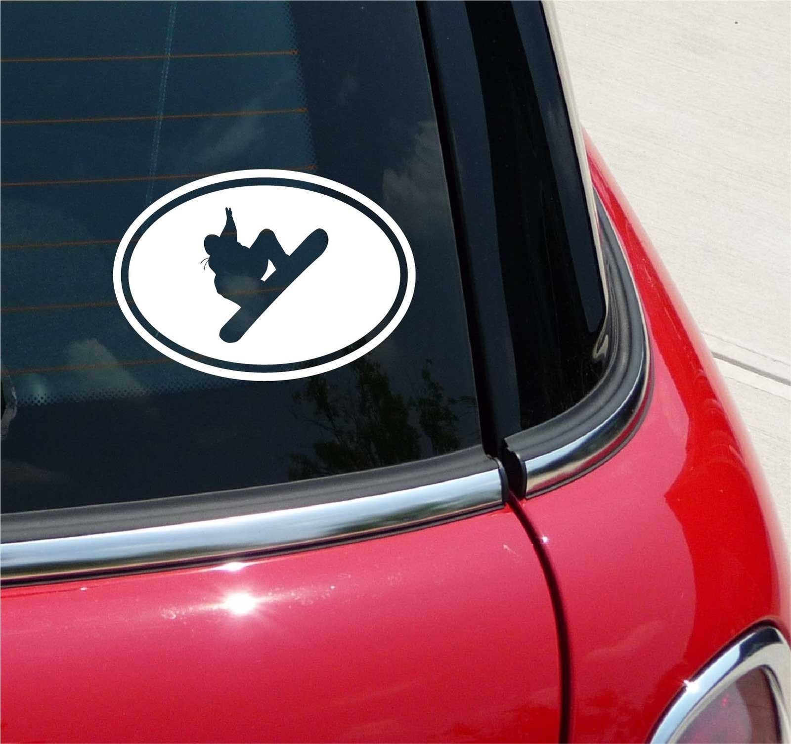 Euro Snowboard Graphic Decal Sticker for Car Wall Oval Single Color