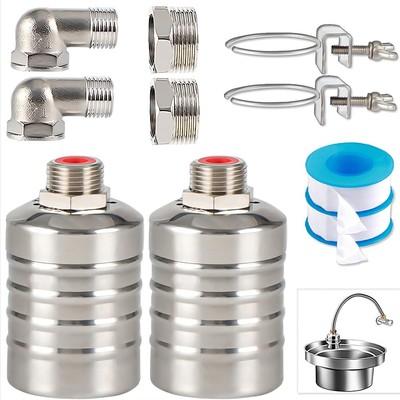 2PCS Float Valve,1/2'' to 3/4'' water level control float valve, 304 Stainless...