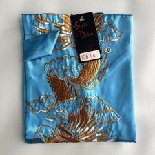 Silver Dragon Kids Small Satin Kimono Robe Embroidered Dragon Belted Blue