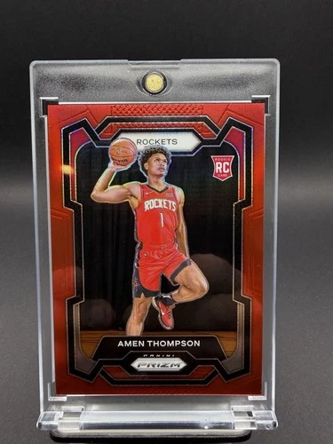 AMEN THOMPSON 2023-24 PANINI PRIZM #150 ROOKIE RED RC /299 ROCKETS
