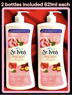 2 PACK St. Ives Smoothing Body Lotion Rose & Argon Oil LARGE 621ml Each VEGAN