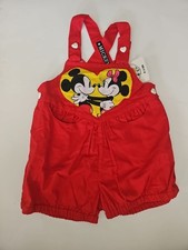 Vintage Mickey Co Minnie Mouse Red Short Overall Shortall Disney World NWT