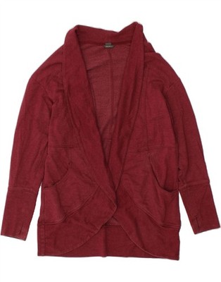 EDDIE BAUER Damen Strickjacke Pullover UK 14 Medium Burgund Baumwolle CM40