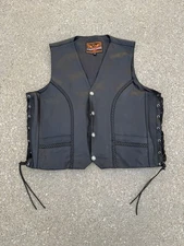 Milwaukee Leather by Shaf Int. Riding Vest Size 50 “Buffalo Nickel” Snap Front