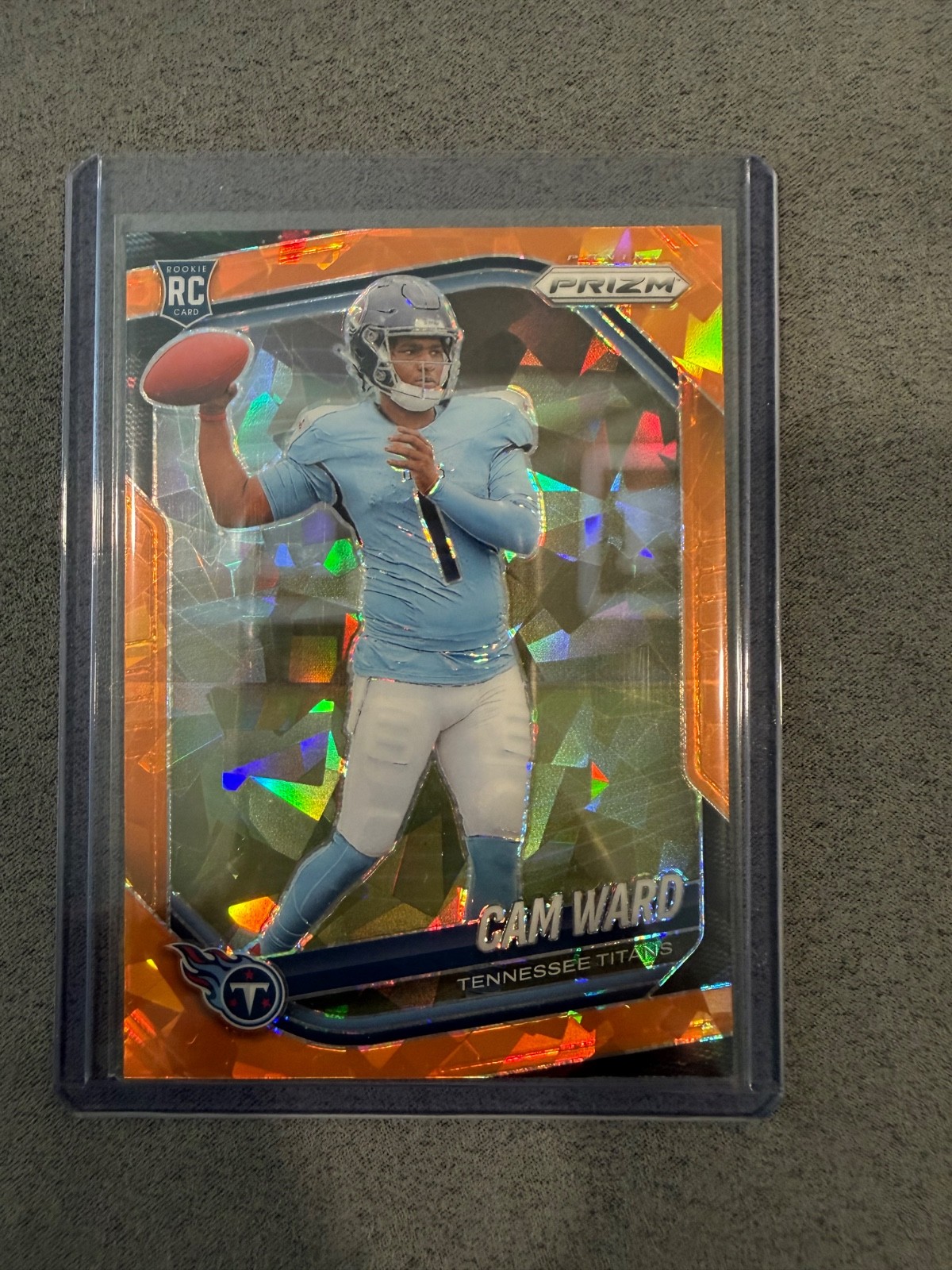 2025 Prizm Football Cam Ward Orange Cracked Ice RC Titans #352