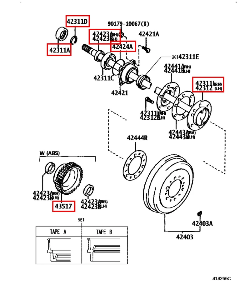 Toyota OEM ABS Rear Wheel Bearing & Seal, Ring Kit For 4RUNNER TACOMA TUNDRA - Image 3 of 4