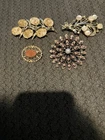 Vintage Pin Brooch Lot Flower Leaf Multi Stones Costume Jewelry