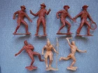Vintage Cowboys & Indians 6" figure lot of 7 Louis Marx 1964 Plastic 6 inches