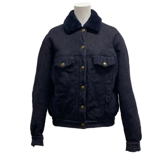 HERMÈS Auth HERMES Giacca leggera da donna in pelle di agnello blu scuro