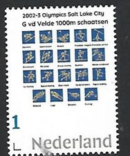 Netherlands   Olympics 2002-3 G vd Velde 1000m Salt Lake sheet Silverwinner mnh