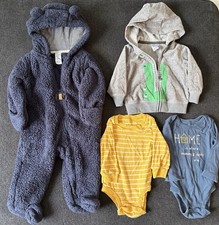 Winter Baby Boy Bundle - Bear Suit, Jacket, Bodysuits - Size 6 Months 4 pcs 