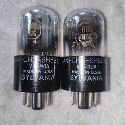 Match Pair Sylvania JAN-CHS 6H6GT/G  VT-90A Chrome Dome Tubes Eico Tested Strong