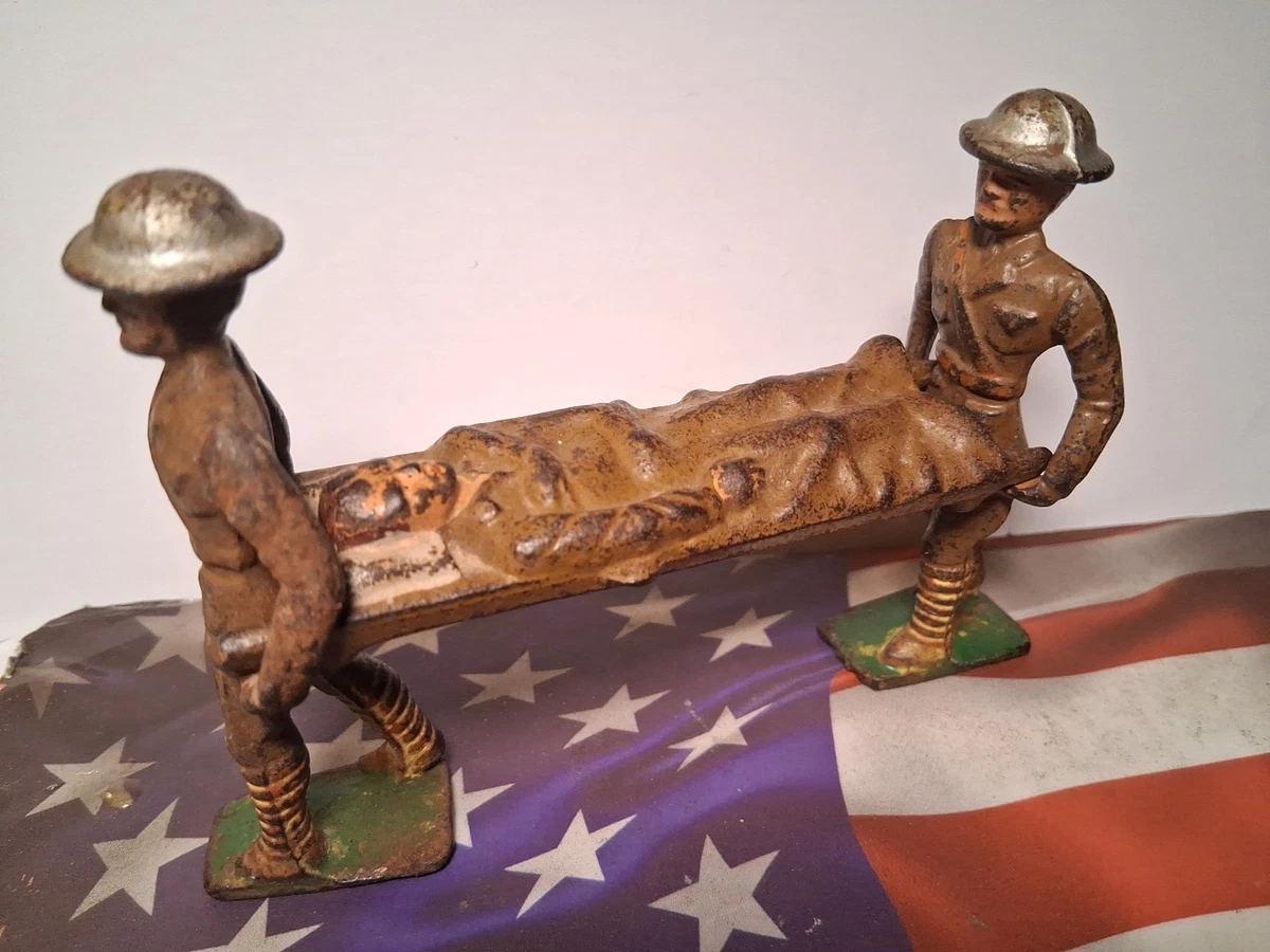 Grey Iron Stretcher Bearers & Wounded On Stretcher Soldiers