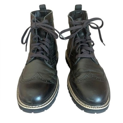Timberland Black Britton Hill Wingtip Boots Leather Oxford Mens