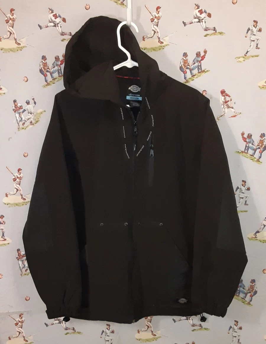 🔨 Storm by Dickies Hooded Softshell Jacket Black Medium Full Zip Fleece Lined