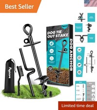 Heavy-Duty Dog Tie Out Stake for Large Dogs Up to 250 lbs - 360  Rotating Anchor