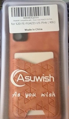 Asuwish Pink Phone case card holder with Screen Protector for S20 FE Pink