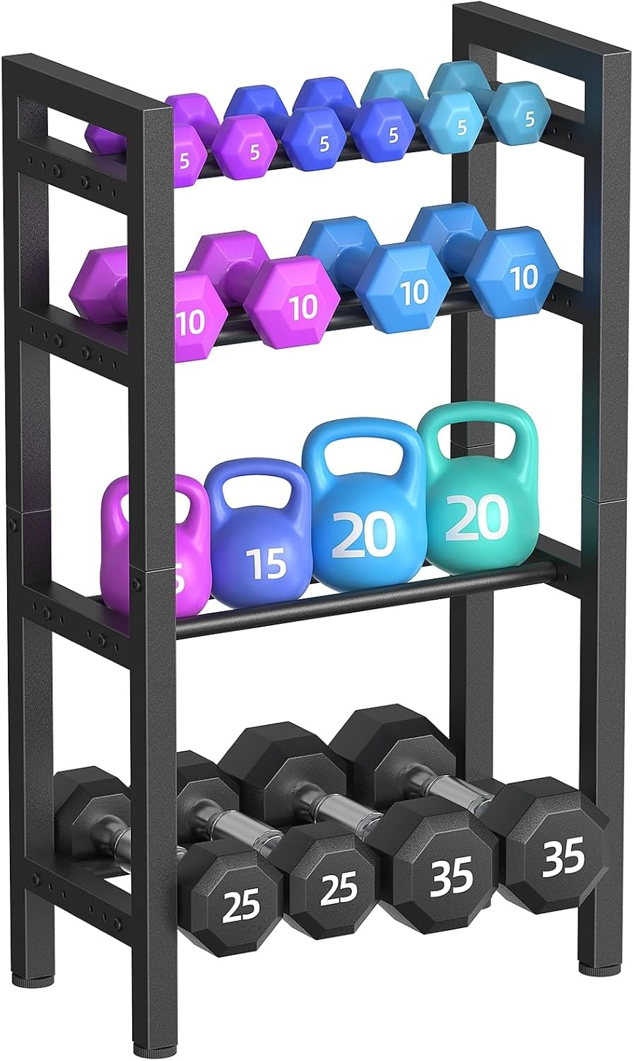 4 Tier Dumbbell Rack,Adjustable Weight Rack for Home Gym,Heavy Duty Weight Stand