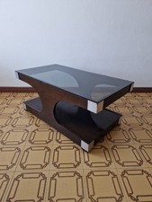 Tavolino con piano in vetro fumè, anni '70