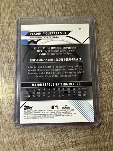 Vladimir Guerrero Jr. 2023 Topps Finest #85 Aqua Vapor Refractor /250 Blue Jays - Picture 2 of 2